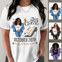 (Custom Birth Date) Personalized October Birthday Gift For Her Custom Birthday Gift Black Queen Customized October Birthday Shirt October Girl Hoodie Dreameris