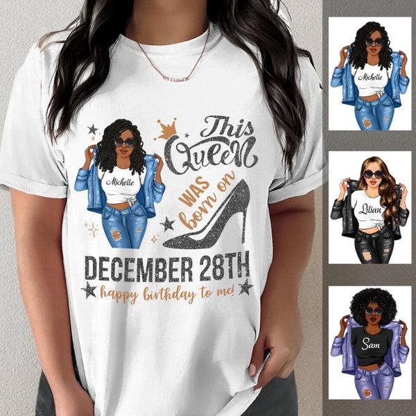 (Custom Birth Date) Personalized December Birthday Gift For Her Custom Birthday Gift Black Queen Customized December Birthday Shirt December Girl Hoodie Dreameris