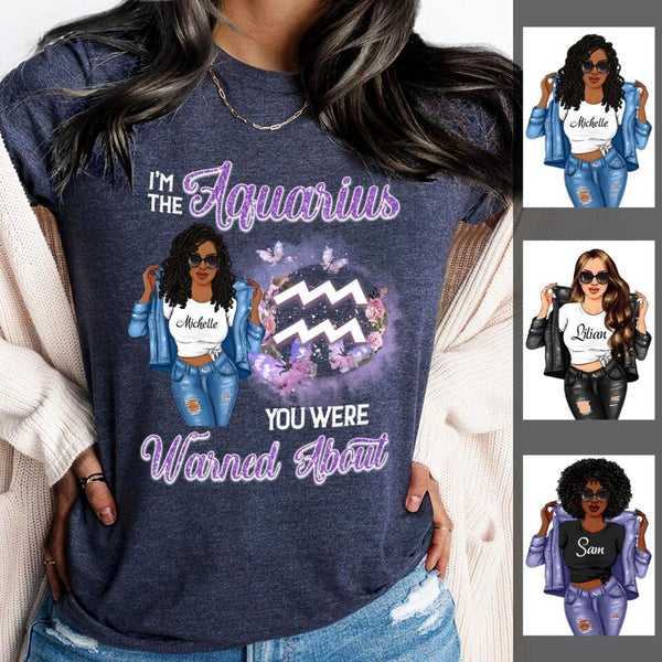 Flower Aquarius Personalized February Birthday Gift For Her Custom Birthday Gift Black Queen Customized January Birthday T-Shirt Hoodie Dreameris