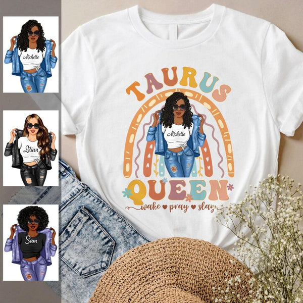 Zodiac Taurus Personalized May Birthday Gift For Her Custom Birthday Gift Black Queen Customized April Birthday T-Shirt Hoodie Dreameris