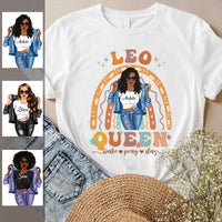 Zodiac Leo Personalized July Birthday Gift For Her Custom Birthday Gift Black Queen Customized August Birthday T-Shirt Hoodie Dreameris