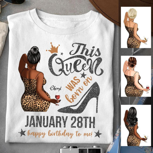 (Custom Birth Date) Personalized January Birthday Gift For Her Custom Birthday Gift Black Queen Customized January Birthday T-Shirt Hoodie Dreameris