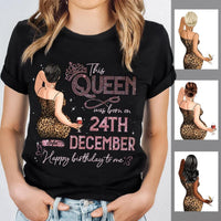 (Custom Birth Date) Personalized December Birthday Gift For Her Custom Birthday Gift Black Queen Customized December Birthday T-Shirt Hoodie Dreameris