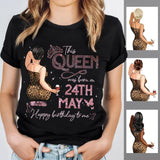 (Custom Birth Date) Personalized May Birthday Gift For Her Custom Birthday Gift Black Queen Customized May Birthday T-Shirt Hoodie Dreameris