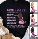 Gemini Girl Personalized May Birthday Gift For Her Custom Birthday Gift Black Queen Customized June Birthday T-Shirt Hoodie Dreameris