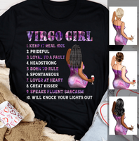 Virgo Girl Personalized September Birthday Gift For Her Custom Birthday Gift Black Queen Customized August Birthday T-Shirt Hoodie Dreameris