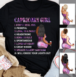 Capricorn Girl Personalized January Birthday Gift For Her Custom Birthday Gift Black Queen Customized December Birthday T-Shirt Hoodie Dreameris