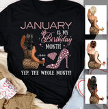 My Birthday Month Personalized January Birthday Gift For Her Custom Birthday Gift Black Queen Customized January Birthday T-Shirt Hoodie Dreameris