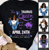 Taurus Personalized April Birthday Gift For Her Custom Birthday Gift Black Queen Customized May Birthday T-Shirt Hoodie Dreameris