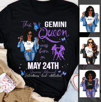 Gemini Personalized June Birthday Gift For Her Custom Birthday Gift Black Queen Customized May Birthday T-Shirt Hoodie Dreameris