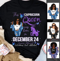 Capricorn Personalized December Birthday Gift For Her Custom Birthday Gift Black Queen Customized January Birthday T-Shirt Hoodie Dreameris