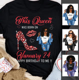 (Custom Birth Date) Personalized January Birthday Gift For Her Custom Birthday Gift Black Queen Customized January Birthday T-Shirt Hoodie Dreameris