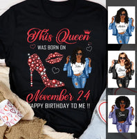 (Custom Birth Date) Personalized November Birthday Gift For Her Custom Birthday Gift Black Queen Customized November Birthday T-Shirt Hoodie Dreameris