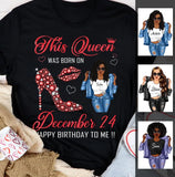 (Custom Birth Date) Personalized December Birthday Gift For Her Custom Birthday Gift Black Queen Customized December Birthday T-Shirt Hoodie Dreameris