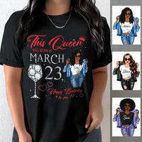 (Custom Birthday) Personalized March Birthday Gift For Her Custom Birthday Gift Black Queen Customized March Birthday T-Shirt Hoodie Dreameris