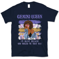 Gemini Personalized God Rolled Me May Birthday Gift For Her Custom Birthday Gift Black Queen Customized June Birthday T-Shirt Hoodie Dreameris