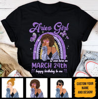 Aries Personalized Custom Date March Birthday Gift For Her Custom Birthday Gift Black Queen Customized April Birthday T-Shirt Hoodie Dreameris