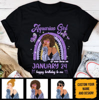 Aquarius Personalized Custom Date January Birthday Gift For Her Custom Birthday Gift Black Queen Customized February Birthday T-Shirt Hoodie Dreameris