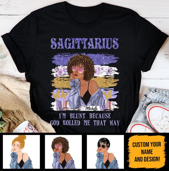 Sagittarius Personalized God Rolled Me November Birthday Gift For Her Custom Birthday Gift Black Queen Customized December Birthday T-Shirt Hoodie Dreameris