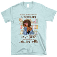 (Custom Your Birthday) Virgo Book Lovers Personalized August Birthday Gift For Her Custom Birthday Gift Black Queen Customized September Birthday T-Shirt Hoodie Dreameris