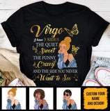 Virgo I Have 3 Sides Personalized September Birthday Gift For Her Custom Birthday Gift Black Queen Customized August Birthday T-Shirt Hoodie Dreameris