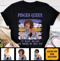 Pisces Personalized God Rolled Me March Birthday Gift For Her Custom Birthday Gift Black Queen Customized February Birthday T-Shirt Hoodie Dreameris