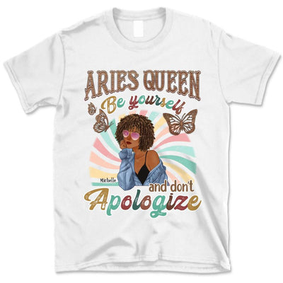 Aries Be Yourself Retro Vintage Personalized March Birthday Gift For Her Custom Birthday Gift Black Queen Customized April Birthday T-Shirt Hoodie Dreameris