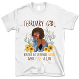 February Girl Sunflower Personalized February Birthday Gift For Her Custom Birthday Gift Black Queen Customized February Birthday T-Shirt Hoodie Dreameris