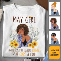 May Girl Sunflower Personalized May Birthday Gift For Her Custom Birthday Gift Black Queen Customized May Birthday T-Shirt Hoodie Dreameris