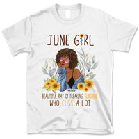 June Girl Sunflower Personalized June Birthday Gift For Her Custom Birthday Gift Black Queen Customized June Birthday T-Shirt Hoodie Dreameris