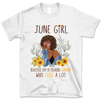 June Girl Sunflower Personalized June Birthday Gift For Her Custom Birthday Gift Black Queen Customized June Birthday T-Shirt Hoodie Dreameris