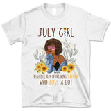 July Girl Sunflower Personalized July Birthday Gift For Her Custom Birthday Gift Black Queen Customized July Birthday T-Shirt Hoodie Dreameris