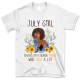 July Girl Sunflower Personalized July Birthday Gift For Her Custom Birthday Gift Black Queen Customized July Birthday T-Shirt Hoodie Dreameris