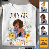 July Girl Sunflower Personalized July Birthday Gift For Her Custom Birthday Gift Black Queen Customized July Birthday T-Shirt Hoodie Dreameris