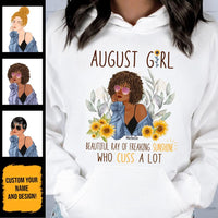 August Girl Sunflower Personalized August Birthday Gift For Her Custom Birthday Gift Black Queen Customized August Birthday T-Shirt Hoodie Dreameris