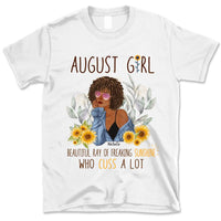 August Girl Sunflower Personalized August Birthday Gift For Her Custom Birthday Gift Black Queen Customized August Birthday T-Shirt Hoodie Dreameris