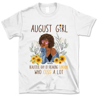 August Girl Sunflower Personalized August Birthday Gift For Her Custom Birthday Gift Black Queen Customized August Birthday T-Shirt Hoodie Dreameris