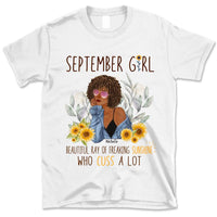 September Girl Sunflower Personalized September Birthday Gift For Her Custom Birthday Gift Black Queen Customized September Birthday T-Shirt Hoodie Dreameris