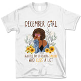 December Girl Sunflower Personalized December Birthday Gift For Her Custom Birthday Gift Black Queen Customized December Birthday T-Shirt Hoodie Dreameris