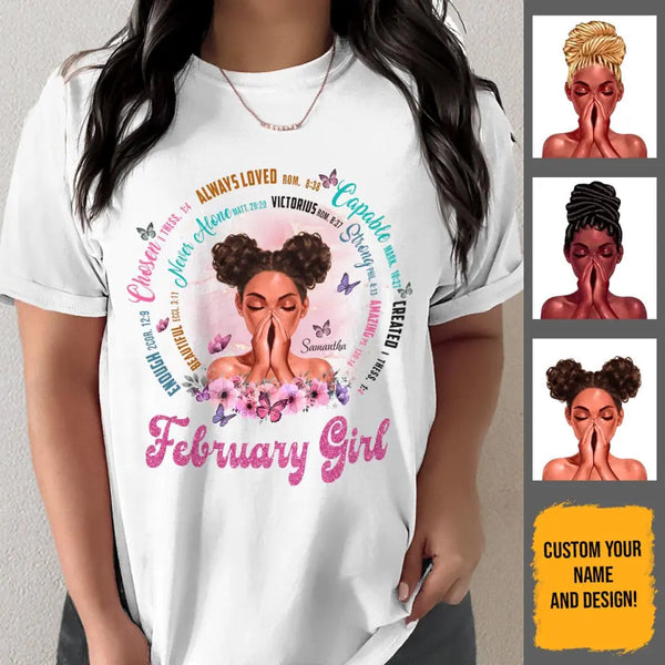 Christian God Says You Are Personalized February Birthday Gift For Her Custom Birthday Gift Black Queen Customized February Birthday T-Shirt Hoodie Dreameris