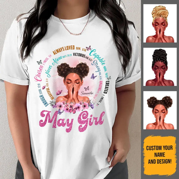 Christian God Says You Are Personalized May Birthday Gift For Her Custom Birthday Gift Black Queen Customized May Birthday T-Shirt Hoodie Dreameris