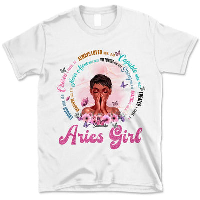 Aries Christian God Says You Are Personalized March Birthday Gift For Her Custom Birthday Gift Black Queen Customized April Birthday T-Shirt Hoodie Dreameris