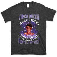 Virgo Half Hood Half Holy Personalized September Birthday Gift For Her Custom Birthday Gift Black Queen Customized August Birthday T-Shirt Hoodie Dreameris