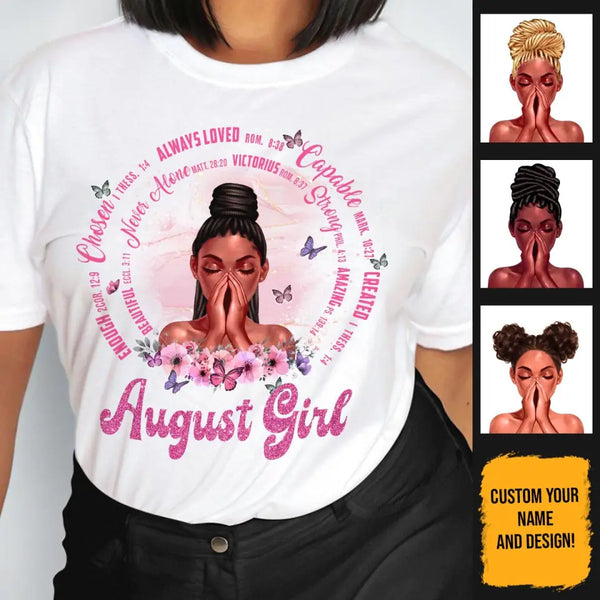 Christian God Says You Are Personalized August Birthday Gift For Her Custom Birthday Gift Black Queen Customized August Birthday T-Shirt Hoodie Dreameris