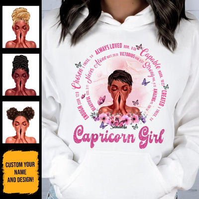 Capricorn Christian God Says You Are Personalized January Birthday Gift For Her Custom Birthday Gift Black Queen Customized December Birthday T-Shirt Hoodie Dreameris