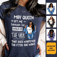 Personalized May Birthday Gift For Her Custom Birthday Gift Black Queen Customized May Birthday T-Shirt Hoodie Dreameris