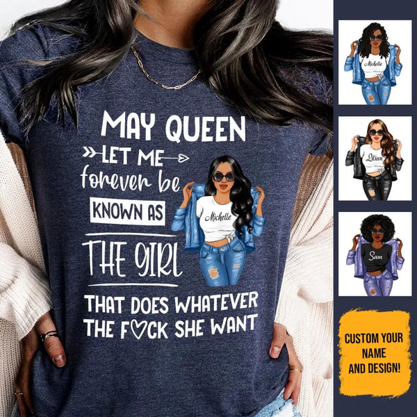 Personalized May Birthday Gift For Her Custom Birthday Gift Black Queen Customized May Birthday T-Shirt Hoodie Dreameris