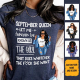 Personalized September Birthday Gift For Her Custom Birthday Gift Black Queen Customized September Birthday T-Shirt Hoodie Dreameris