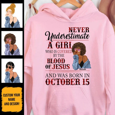 Christian Covered By The Blood Of Jesus Personalized April Birthday Gift For Her Custom Birthday Gift Customized April Girl Birthday Shirt Dreameris