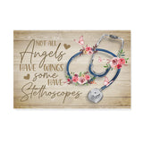 Floral Nurse Not All Angel Have Wings Some Have Stethoscopes Landscape  - Matte Canvas - Dreameris